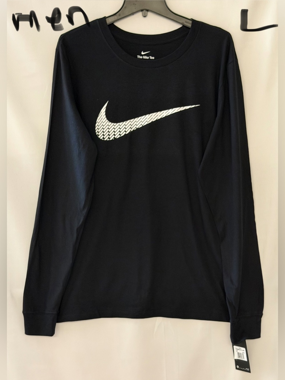 Nike Black Long-Sleeve Crewneck with White Swoosh